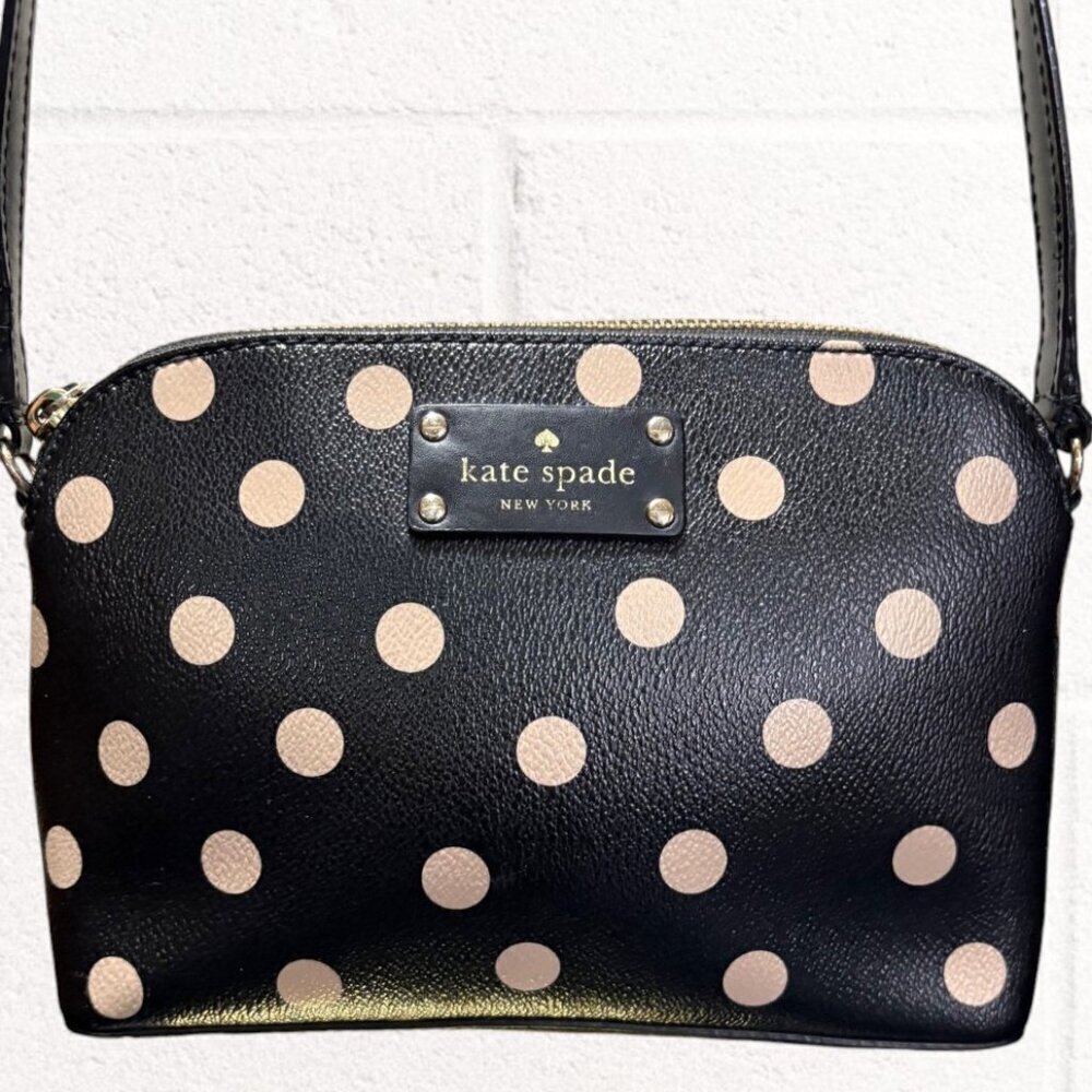 Kate Spake Wellesley Polka Dot Crossbody Bag Black/Cream